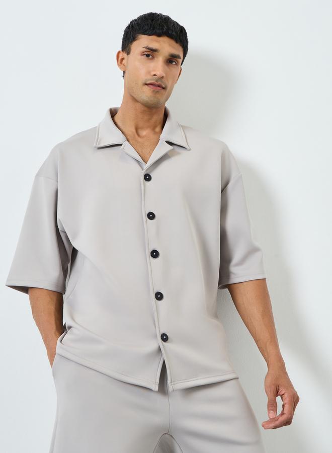 Styli Men Grey Boxy Fit Shirt and Shorts Co-Ords - Image 1